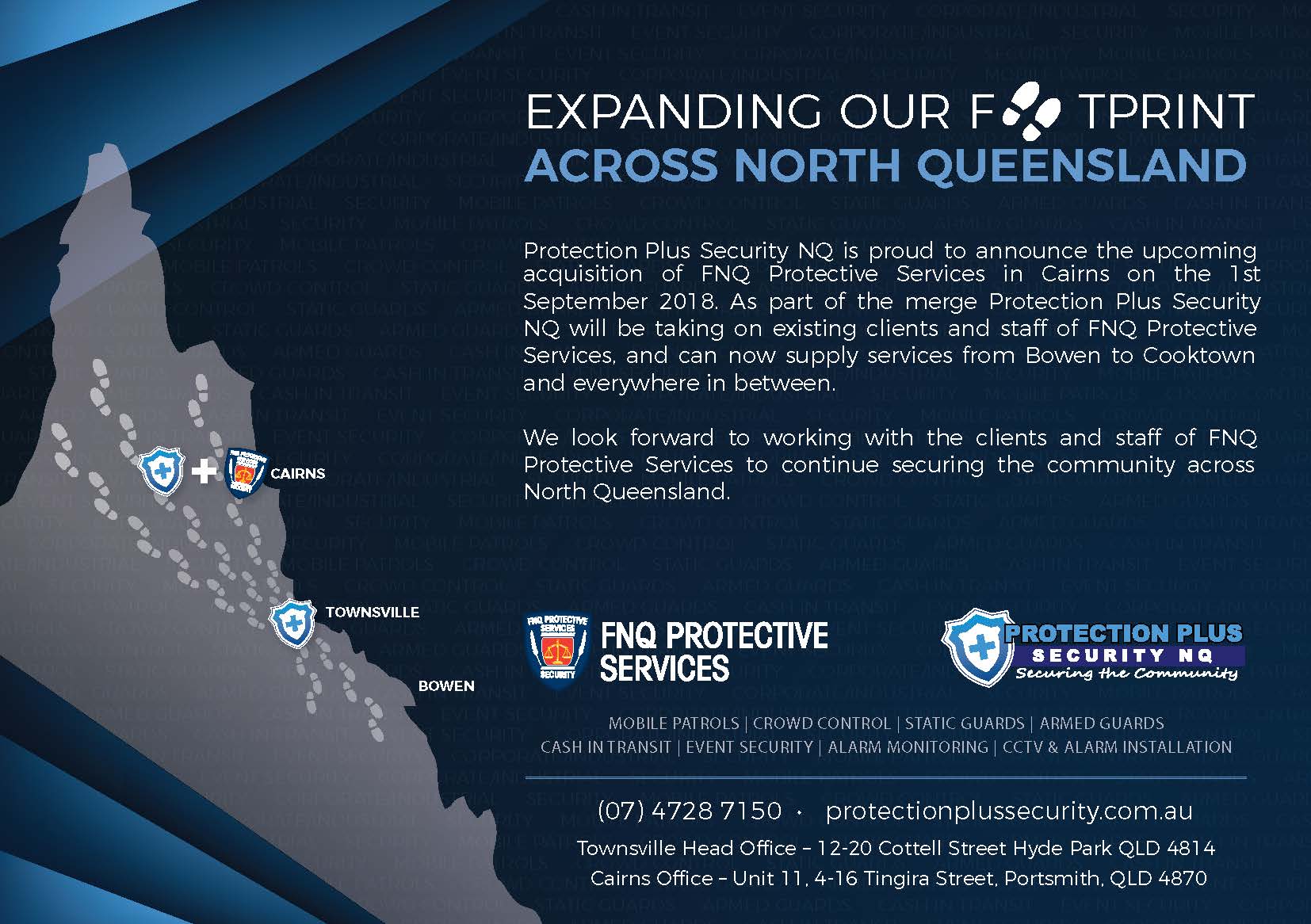 Protection Plus Security NQ is proud to announce the upcoming acquisition of FNQ Protective Services Cairns